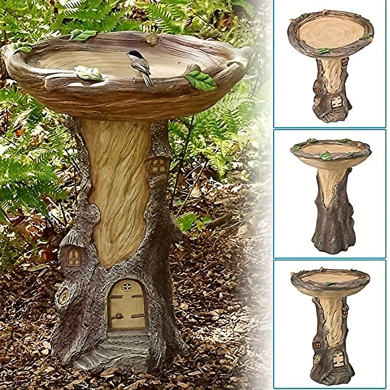 1 סט חיצוני אגן אמבטיה לציפורי חמניות עם בסיס חום בעבודת יד מזין ציפורי בר מתאים לעיצוב חצר גן גן