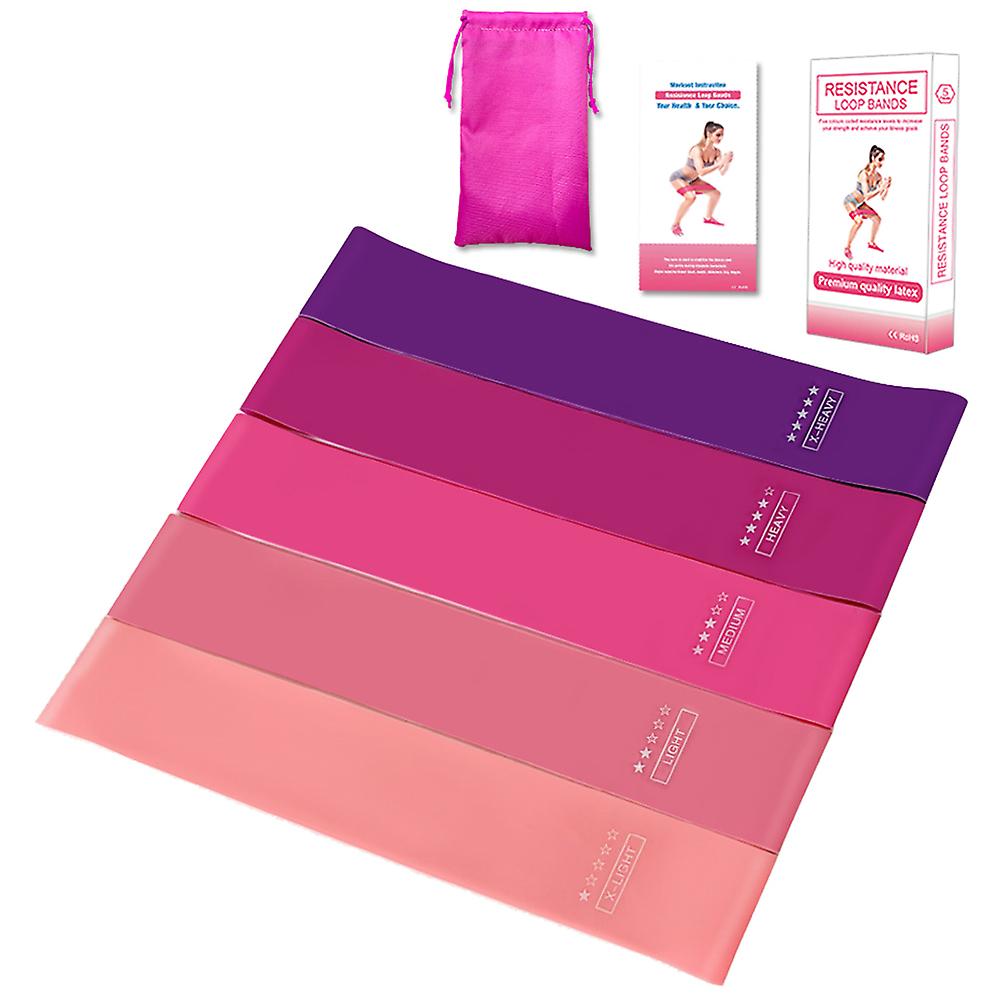 5pcs Sports Exercise Resistance Loop Bands Set Elastic Band Set