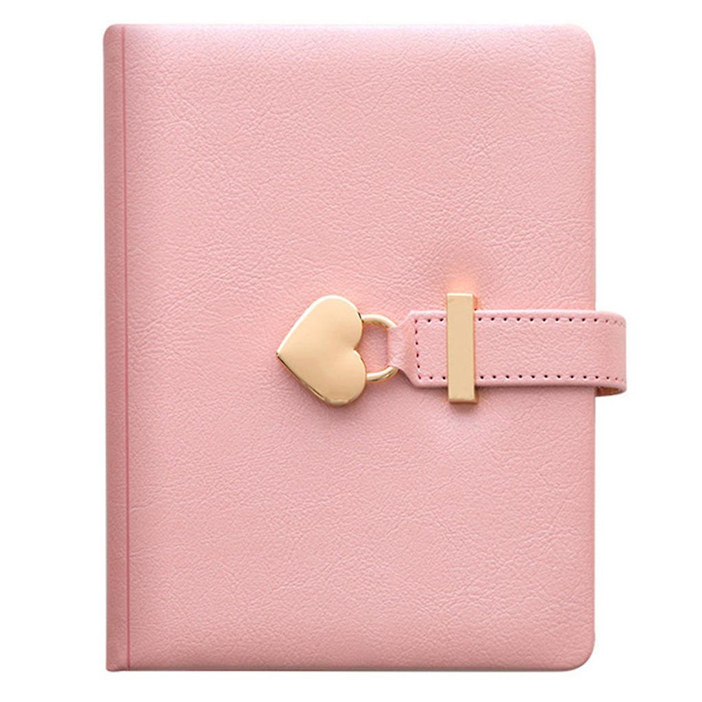 B6 Notebook Notepad Heart Lock Leather Cover Journal Diary Planner Stationery