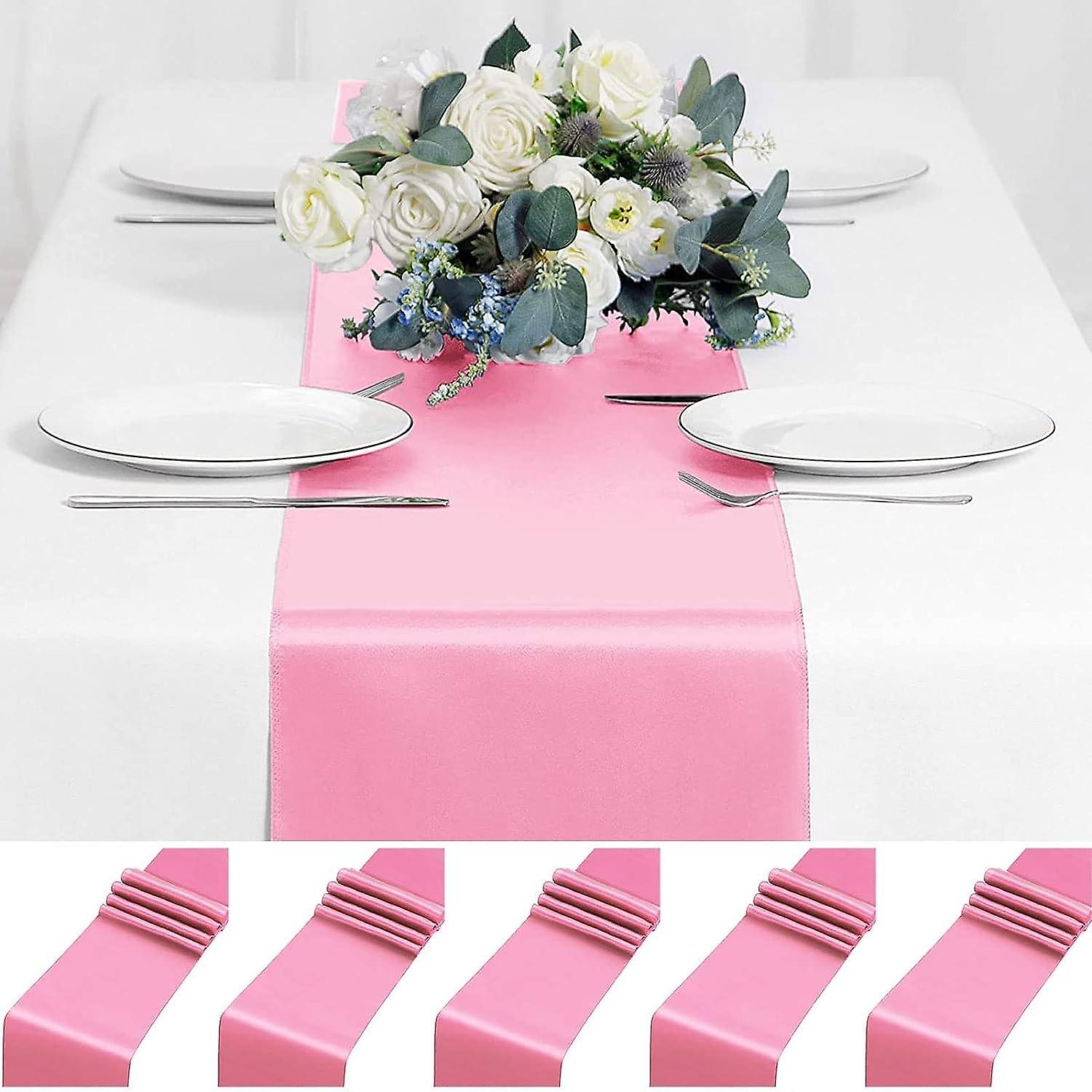 Lot De 10 Chemins De Table En Satin, 30,5 X 274,3 Cm, Chemin De Table De Mariage Pour Mariage, Fte, Dner Et Dcorations D'anniversaire (rose)