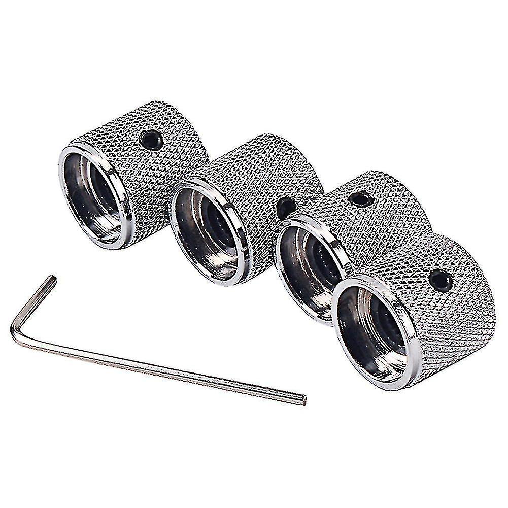 Blue 4pcs Metal Electric Bass Replace Knobs With Wrench