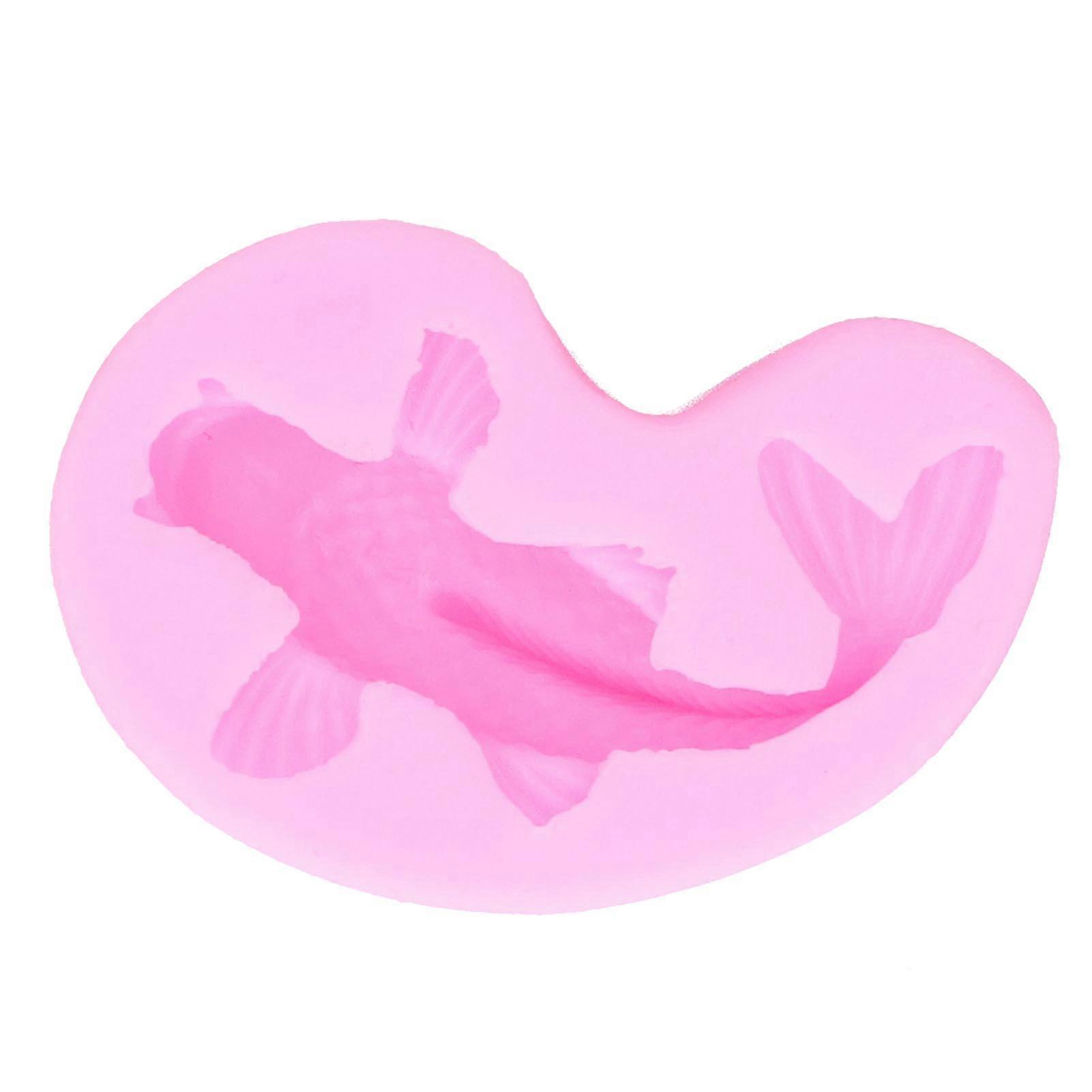 Moule en silicone liquide en forme de poisson rouge, pour décoration de gâteaux et chocolats, rose