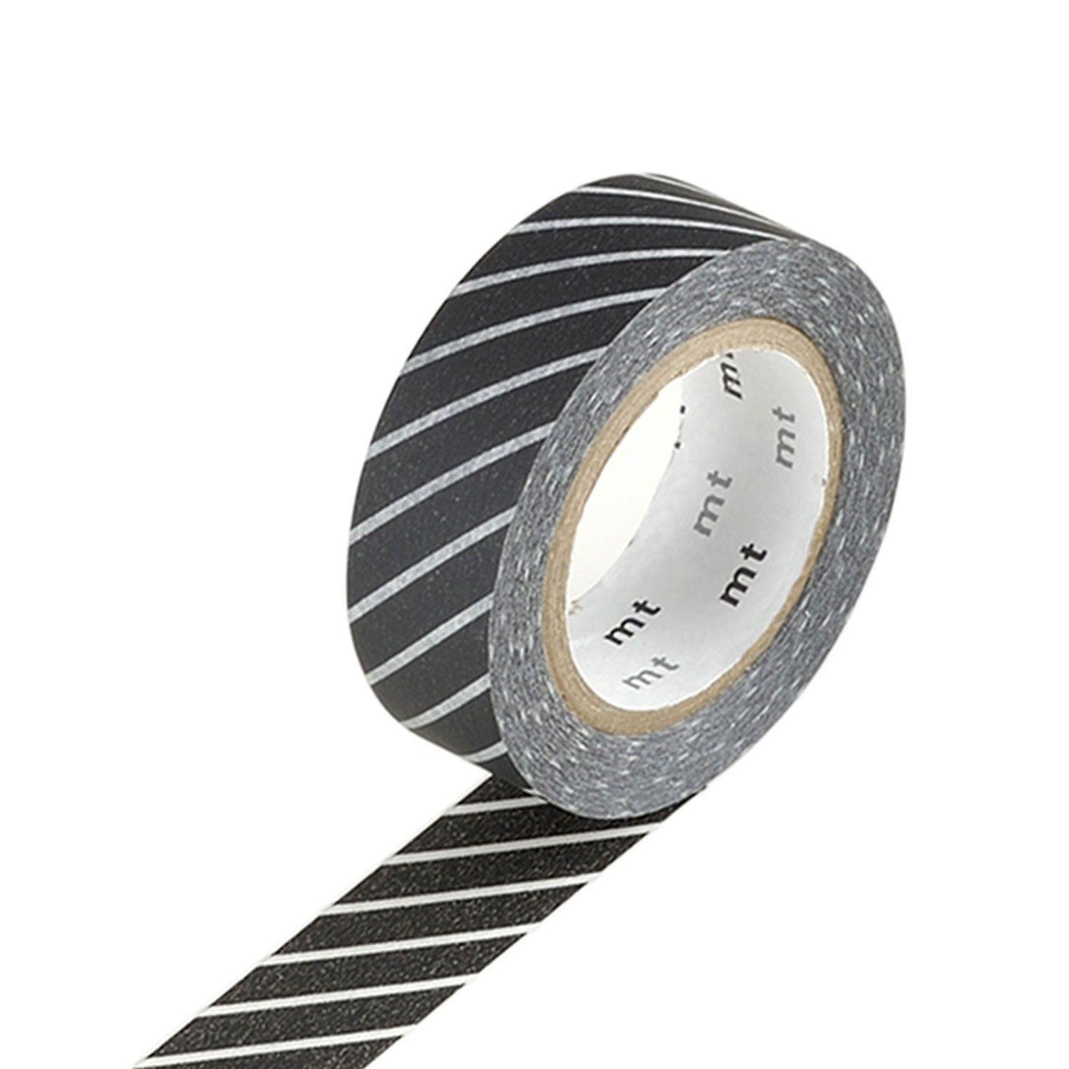 Masking tape striped black - 1,5 cm x 7 m