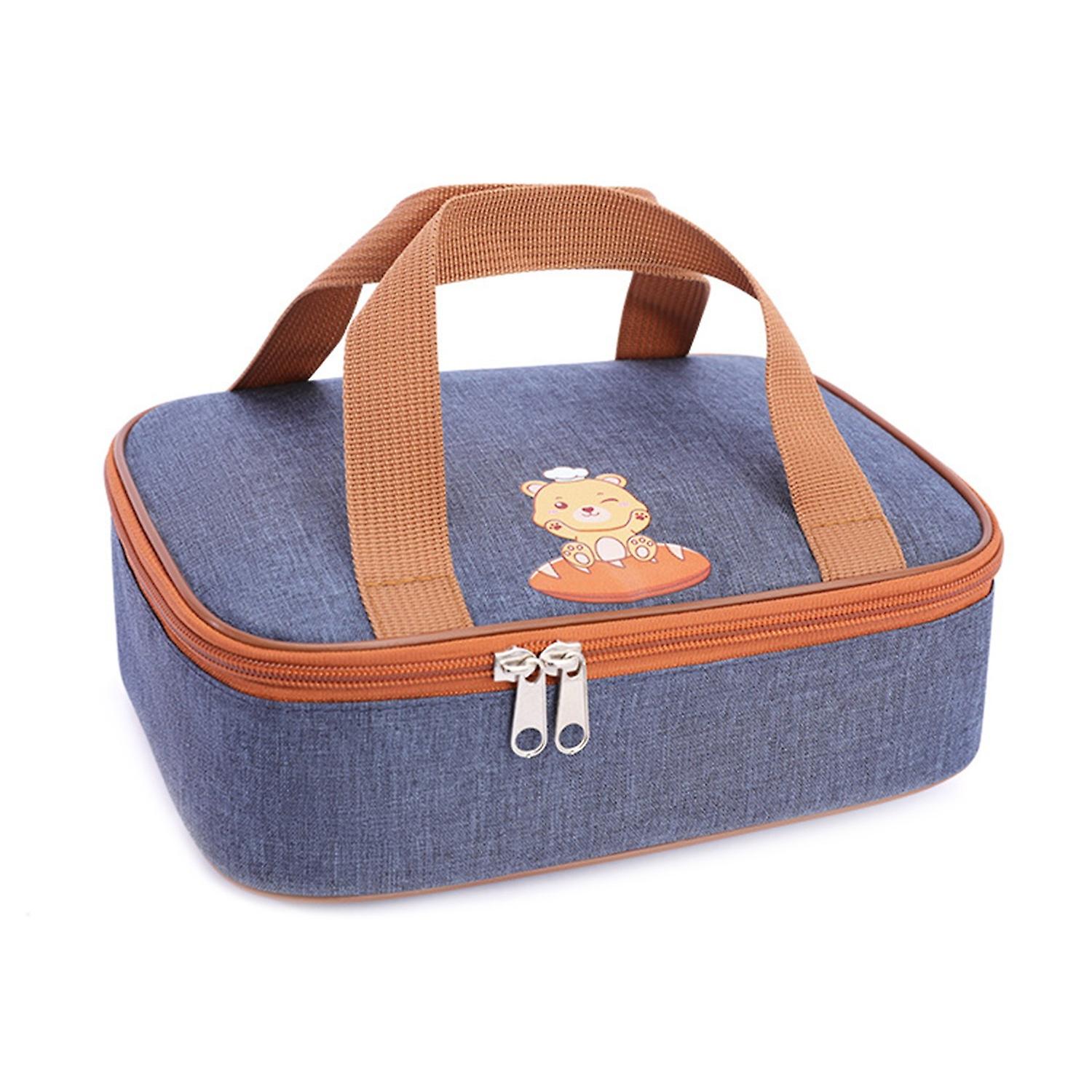 Roadoor Bento Bag Large Capacity Double Handle Aluminum Foil Liner Student Insulated Lunch Storage B