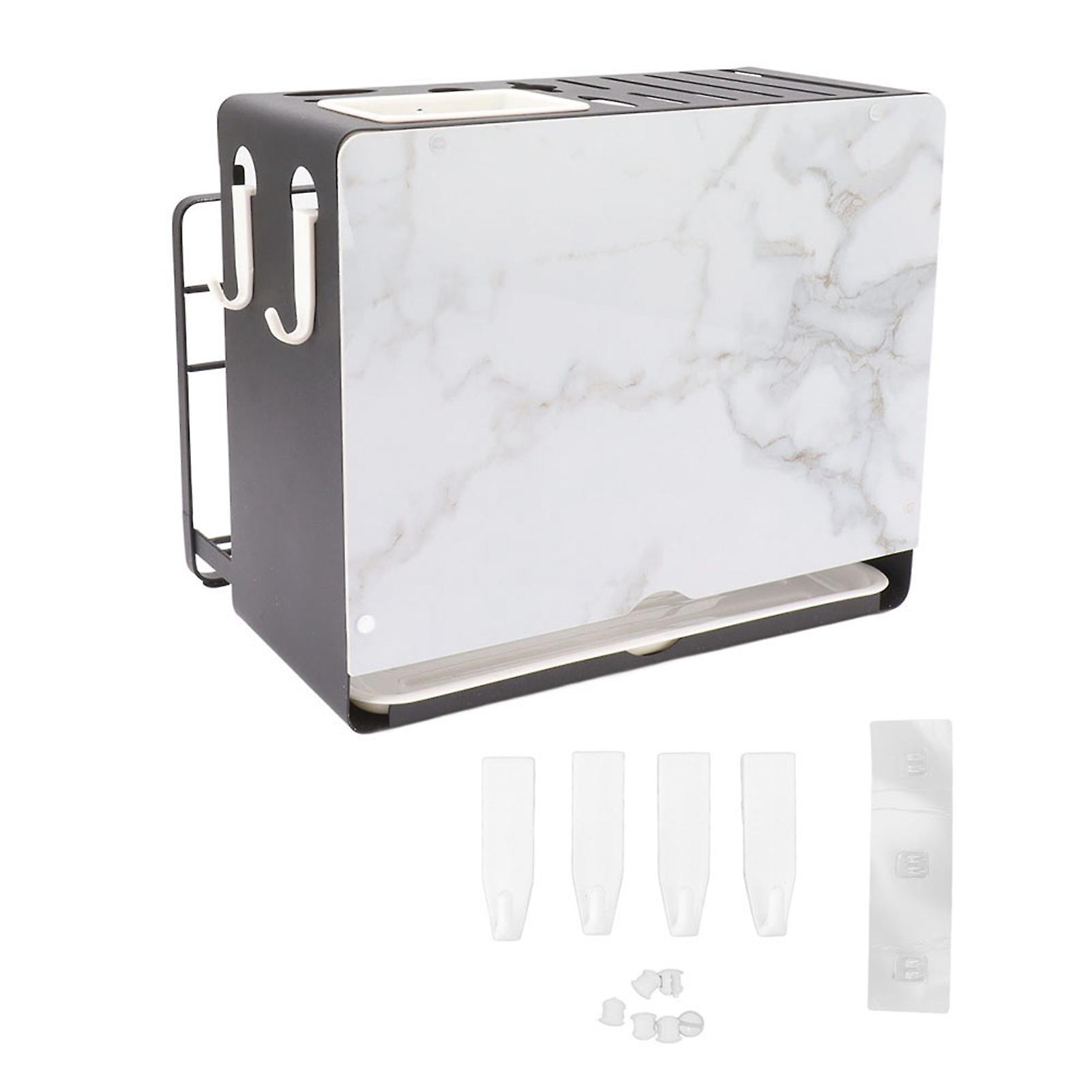 Wall mounted pot lid rack for countertop kitchen storage