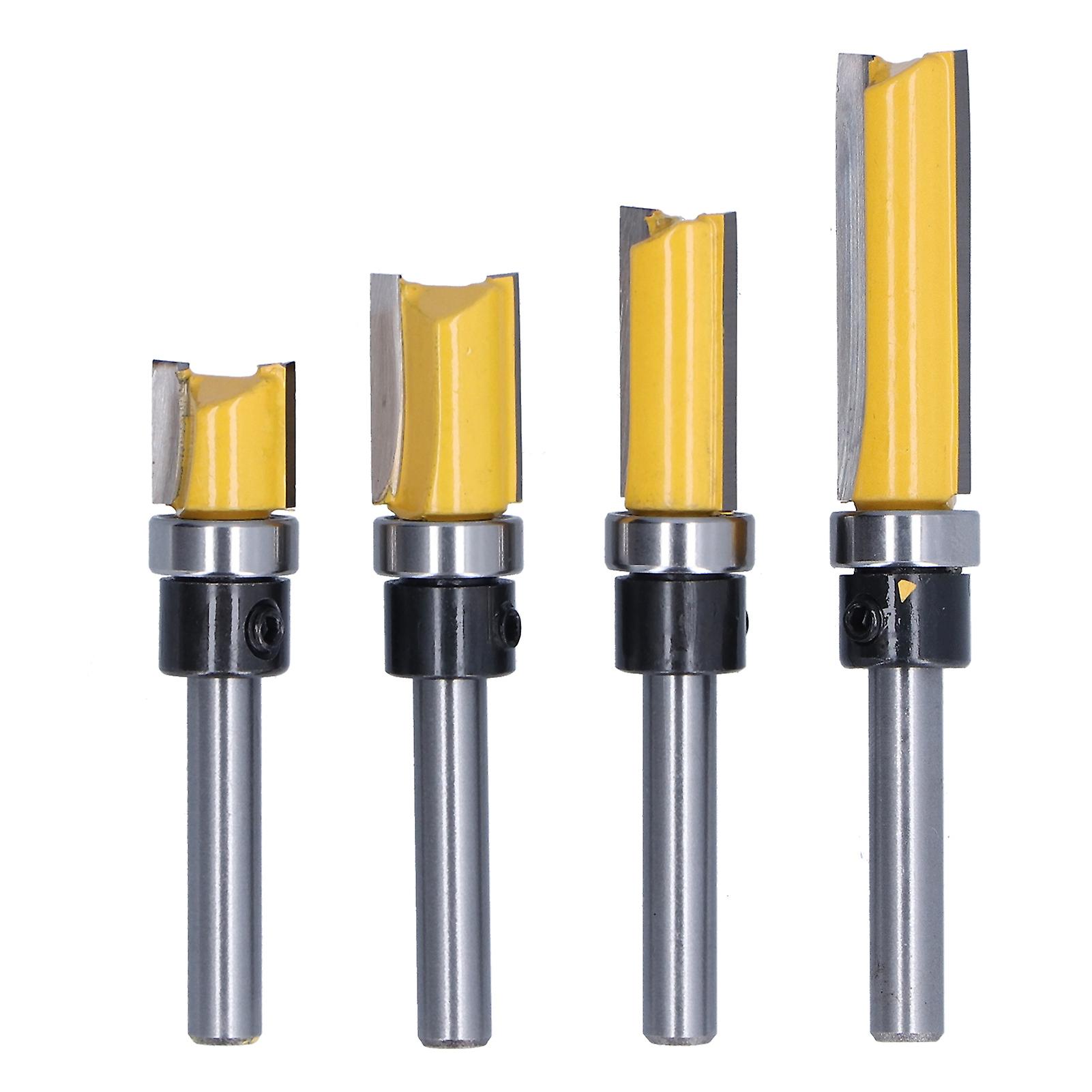 4Pcs Round 1/4in Shank Trim Hinge Router Bit Silver Yellow