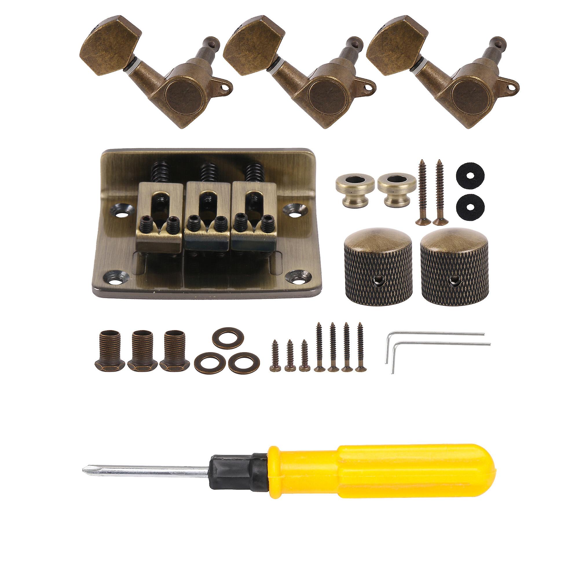 Professional Guitar Saddle Bridge 3 String with Knobs Screwdriver Kit