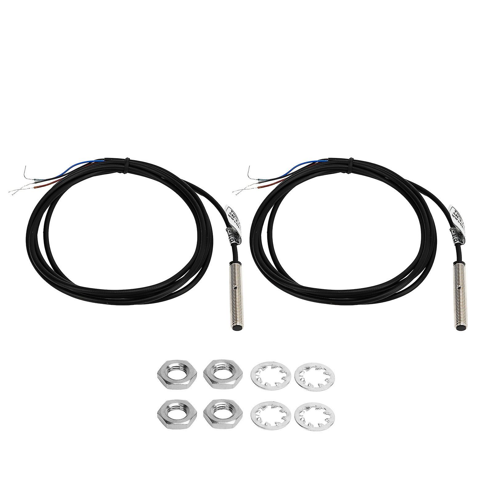 Risegun 2 Set Proximity Sensor Switch Waterproof NPN DC 3 Wire Normally Open NO Proximity Switch 6‑36VDC 1mm Distance