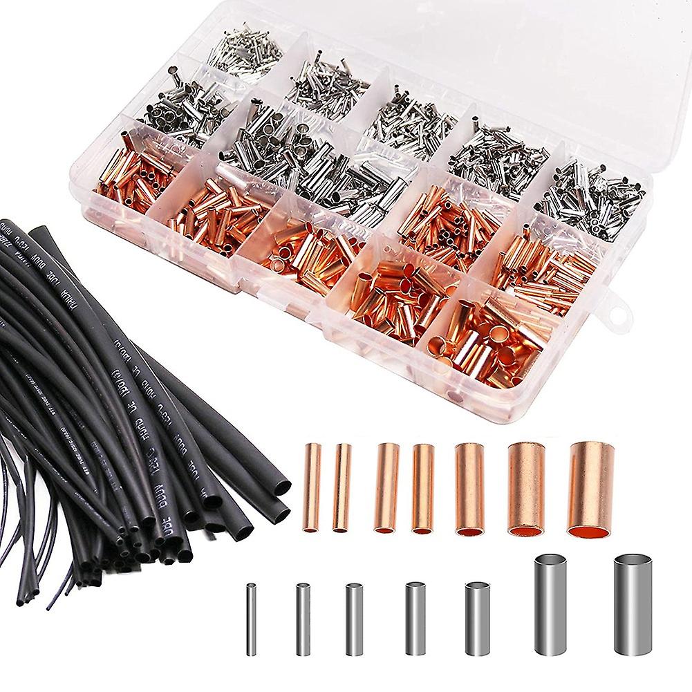 970Pcs Wire Ferrules Kit Tinned Copper Crimp Connector Electrical Cable Pin Cord Terminal Kit with