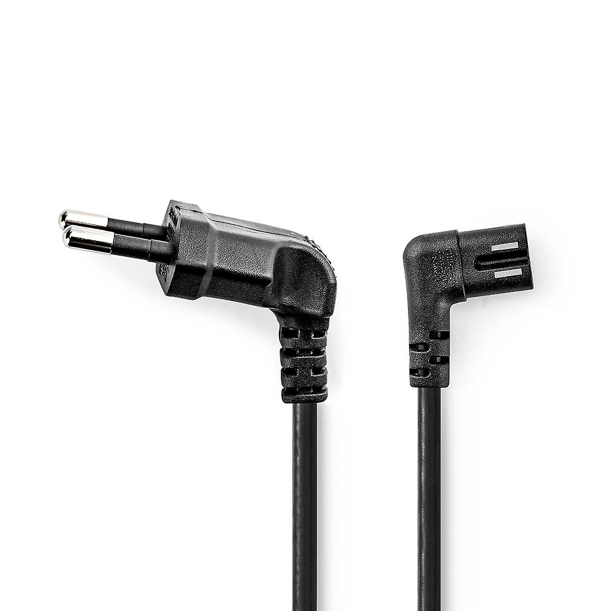 Power Cable | Euro Man | IEC-320-C7 | Angled | Angled Left | Nickel Plated | 2.00 m | Flat | P