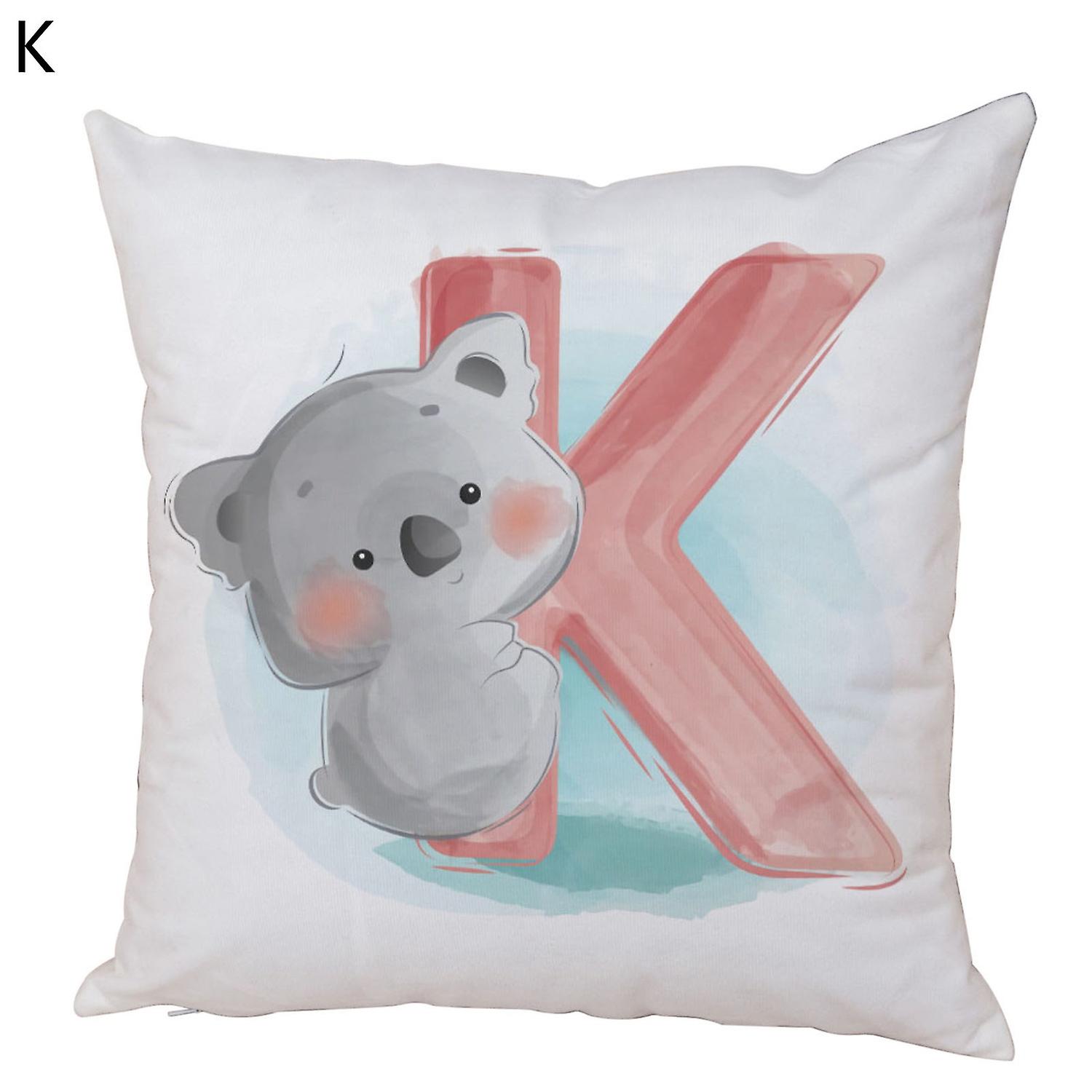 Throw Pillow Case Breathable Hidden Zipper Polyester Cartoon Animal Letter Printed Cushion Sofa Slip