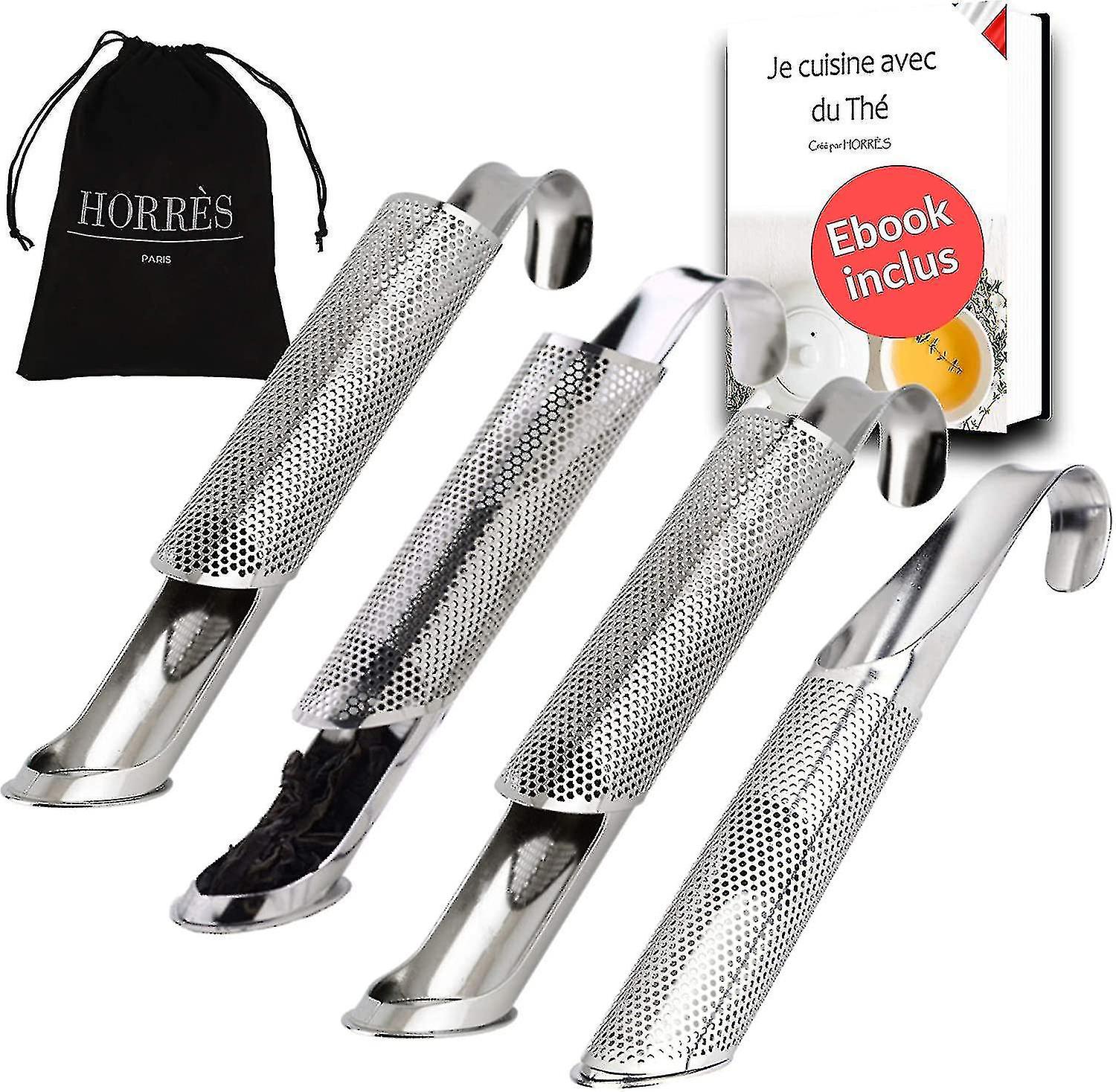 4 stk rustfritt stål te infusers med fint nettingfilter | Rørdiffusor for kruskopptermer, flekk