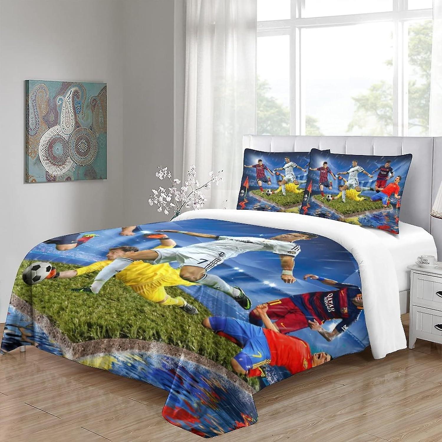 Football Comforter Set For Kids & Teens - 3D Printed Design | Queen Size Bedding With Pillow Shams - View #10