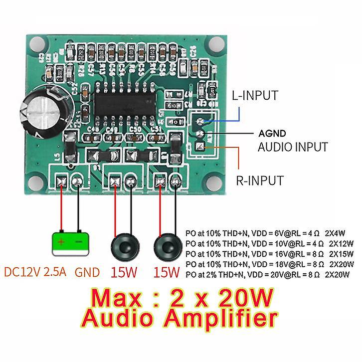 2 * 15W Zweikanal-Verstärkerplatine CS8655E Audio-Endstufe Digitaler AMP HiFi Stereo Max 20W Verstärker Klasse D Geringe Verzerrung