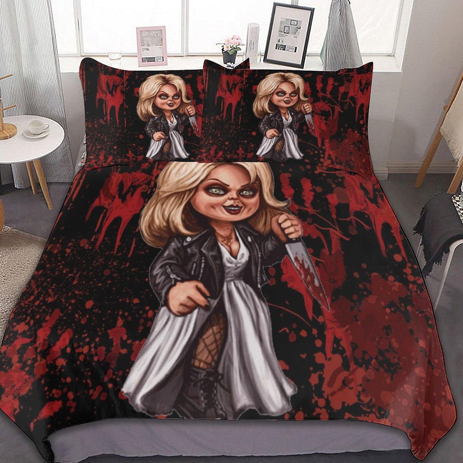 Bride of Chucky 3 Pcs Bed Sheets Set Breathable Duvet Cover with 2 Pillow Sham Soft All Seasons Bedding Set