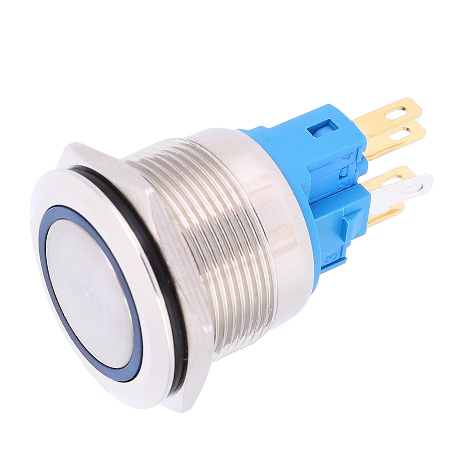 2Pcs DC3-6V 22mm Ring Self Locking 6 Pin Push Button Switch Replacement Accessory(Blue )