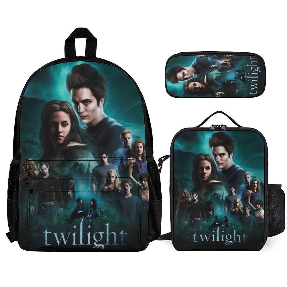 Twilight-reput 3-osainen setti lasten kirjalaukku Koululaukku lounaspussilla ja penaalilla