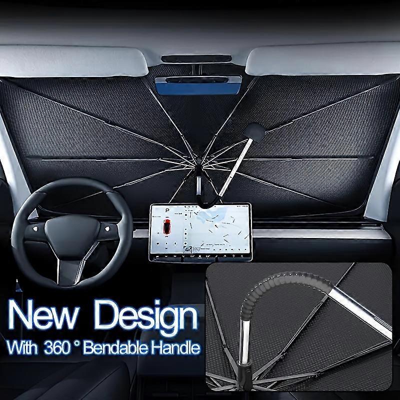 360 Bendable Handle Titanium Silver Car Sunshade: Beat All Sunlight & Rays, Stay Car Cooler