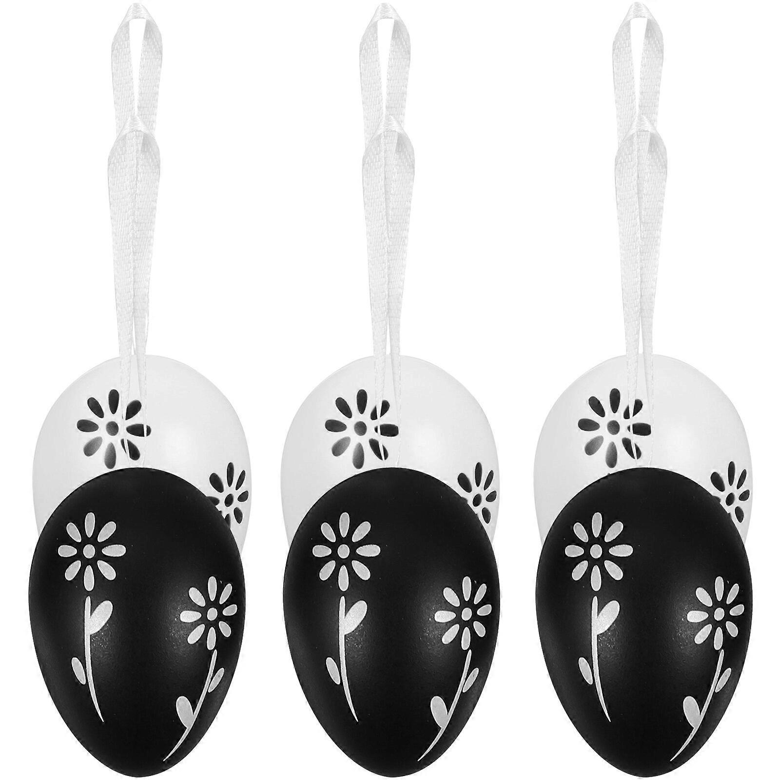 6pcs Egg Shape Pendants Colorful Decorative Egg Hanging Ornament Party Layout Props