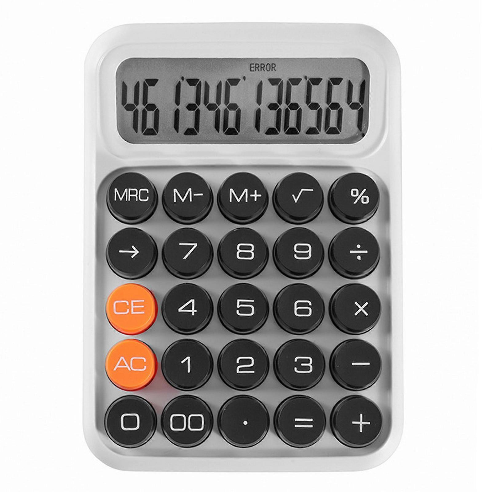 Desktop Calculator 12 Digits Big Round Flexible Buttons Candy Color Large LCD Display Battery Operated Finance Student Calculator Office Supplies