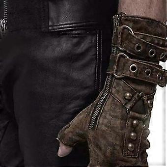 X7YA 1 Pair Medieval Men Cosplay Vintage Gloves Steampunk Men Arm Guard Rivet Gloves