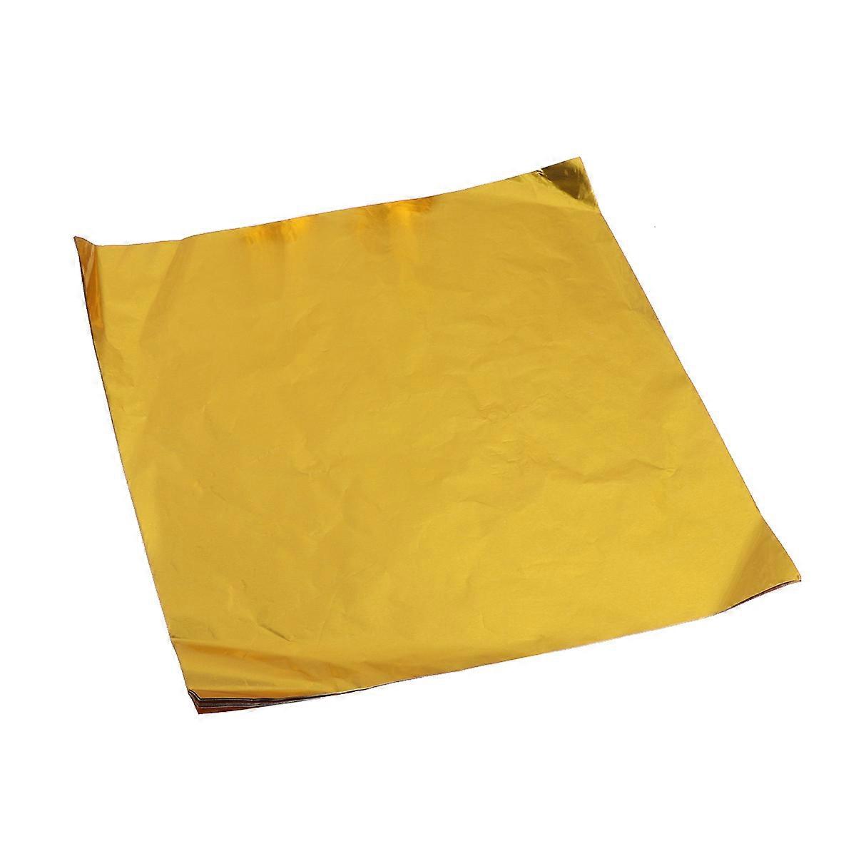 200pcs 15x15cm נייר אריזת מזון רדידי אלומיניום DIY שוקולד ממתקים תה מתנה אריזת נייר לחנות ביתית (זהב)