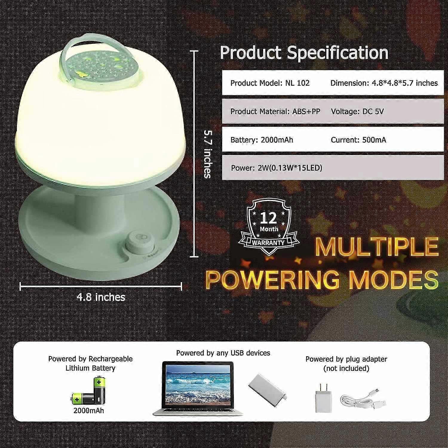 Luz noturna para crianças, lâmpada de cabeceira LED regulável com projetor de estrelas, luzes noturnas para crianças com 