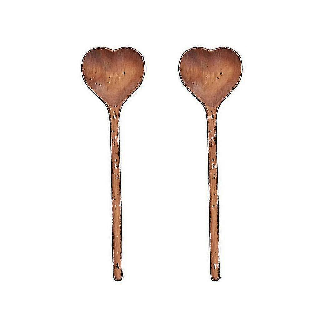 Wooden Heart-shaped Spoons-wooden Tea/coffee Spoons Set (2pcs) - Small Wooden Spoons For Condiment