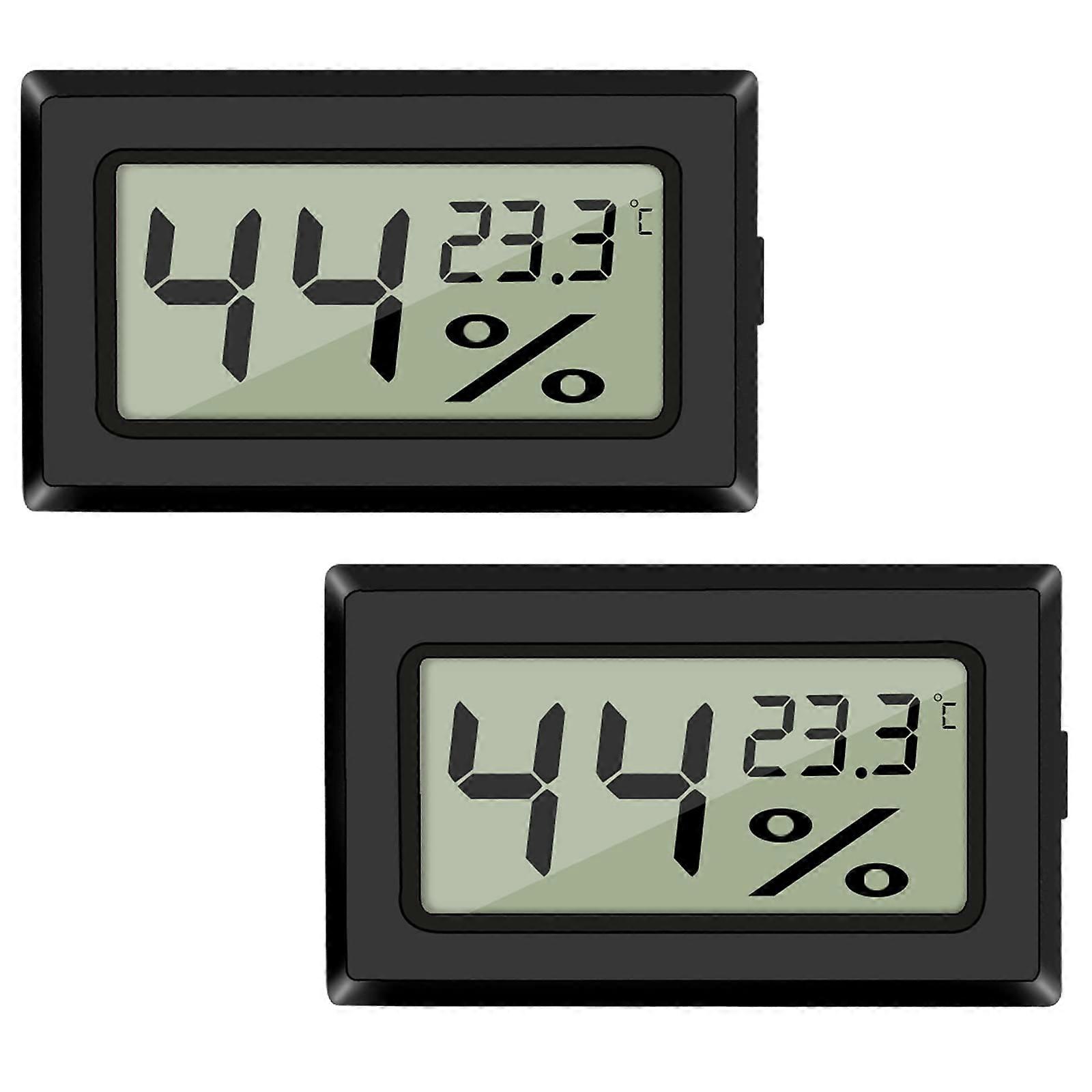 2-Pack LCD Temperature Digital Humidity Thermometer, Black