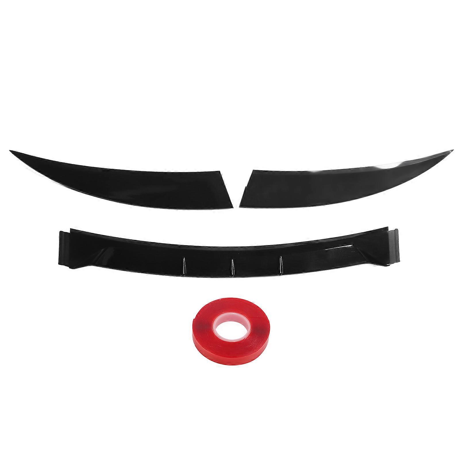 3PCS Car Rear Spoiler Wing Bright Black 120cm Low Noise Lightweight Shockproof Universal for Vehicle Type A (with Convex Spots)