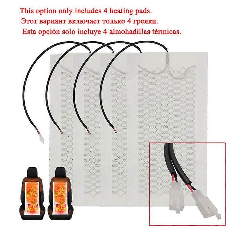 Built-in Car Seat Heater Kit Universal 12V Carbon Fiber Heating Pads 3 Levels  Square Dual Control Switch System Fit 2 Seats