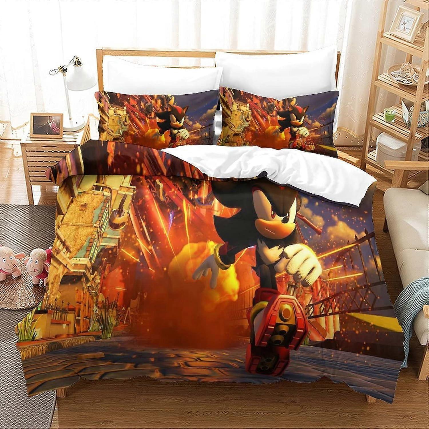 Sonic D Duvet Cover Set Cartoon Game Characters Soft Microfiber