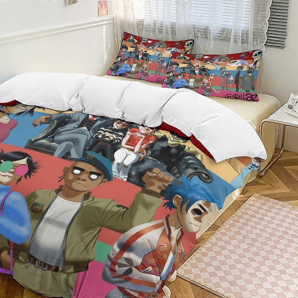 x207 Gorillaz Conjunto de Cama de 3 Peças Capa de Edredom Macia Quente e Confortável Conjunto de Cama com 1 Capa de Edredom e 2 Fronhas para Quarto b207