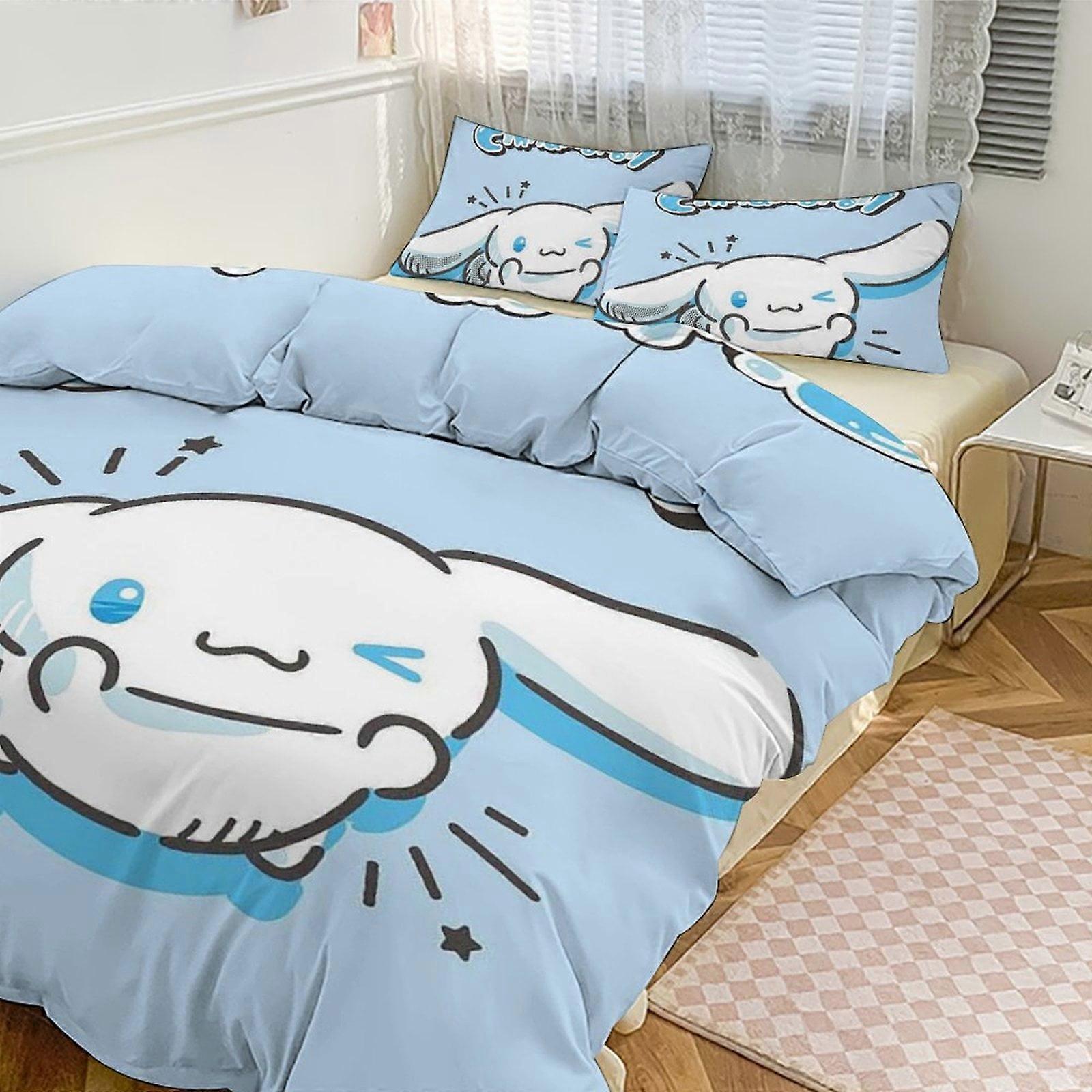 h248 Cinnamoroll vuodevaatteet lapsille Miehet Naiset Twin Size Comforter Set 3kpl vuodevaatteet Setti 1 Peitto ja 2 tyynyliinaa NB248