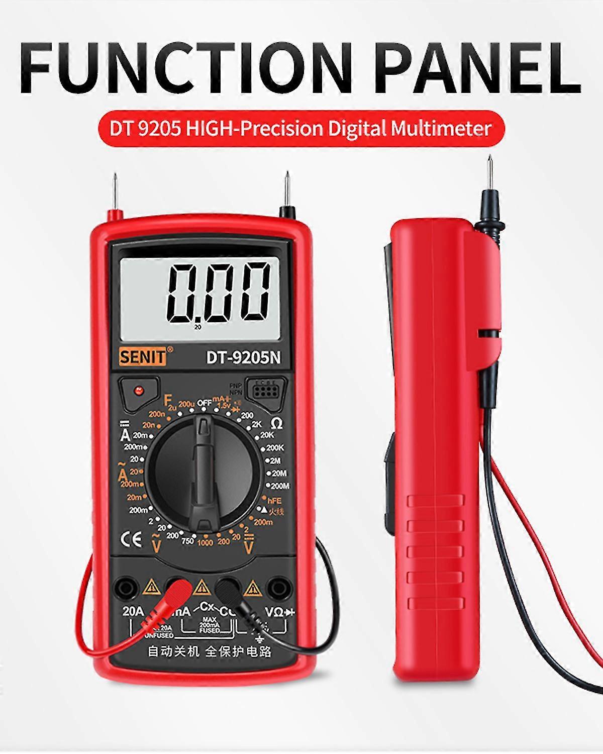 Industrial Tool Dt-9205n Digital Multimeterac/dc Transistor Voltage, Resistancehfe Testerncv, Electrical Voltage Meter Tester