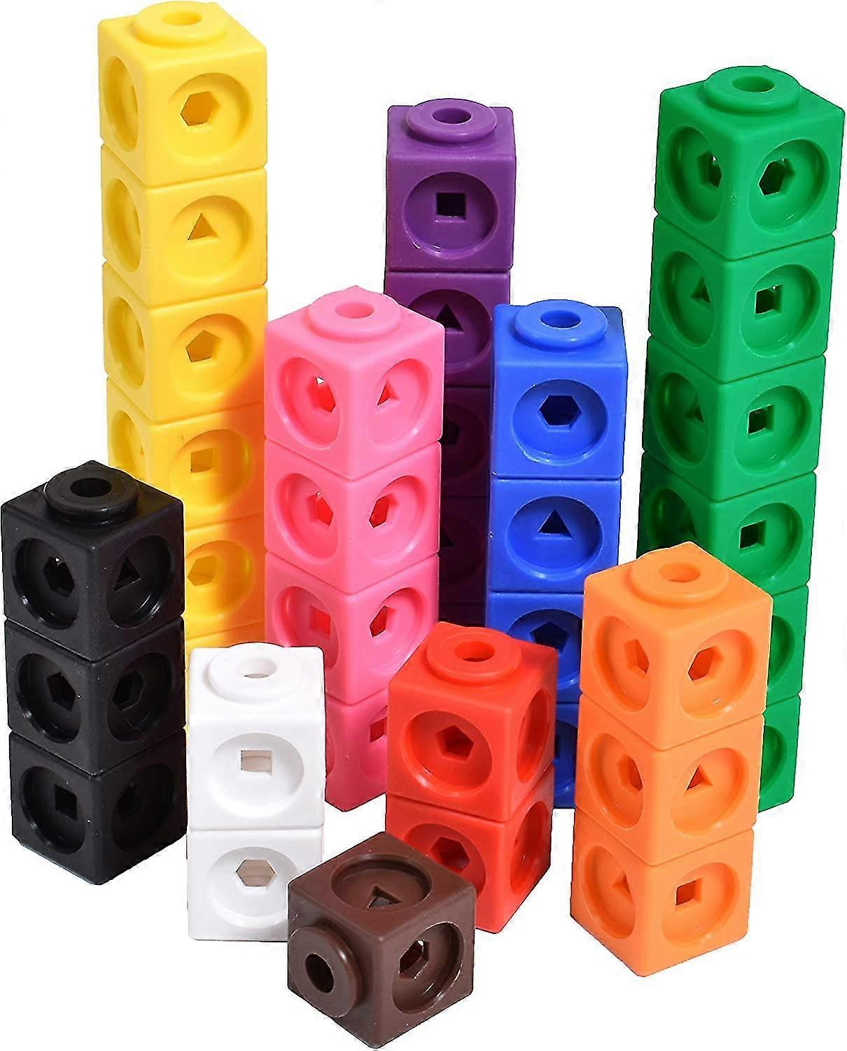 Math Cubes - Set Of 100 - Linking Cubes For Early Math - Connecting Manipulative For Preschool And Elementary Aged Kids