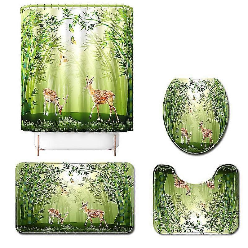 Mng Painted Printing Four-piece Toilet Floor Mat Set