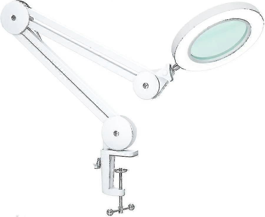 Magnifying Lamp - Magnifier With 5 Diopter Light - With Clamp, Swivel Arm, Dimmablewhite