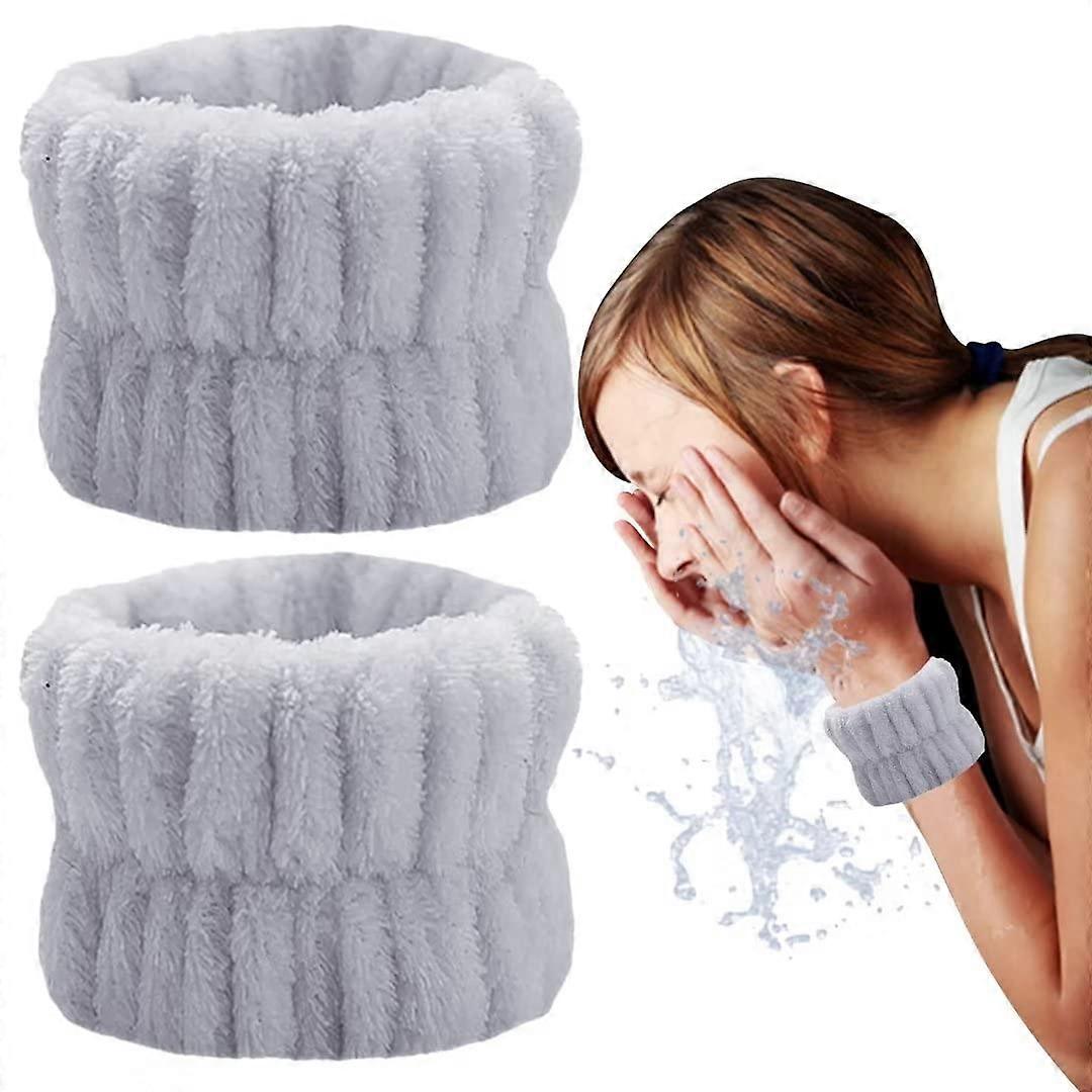 2 Pcs Women's Microfiber Wrist Wash Bands,Absorbent Wristbands Wrist Sweatband for Girls Prevent Water from Spilling Down Your Arms
