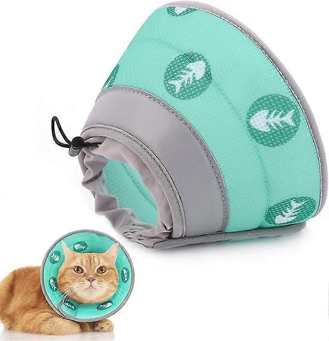 Cat Cone Collar Soft to Stop Licking After Surgery Cat Recovery Collar Kittens Adjustable Elizabethan Collar Size S (neck:5.5-9.5 inch) Green