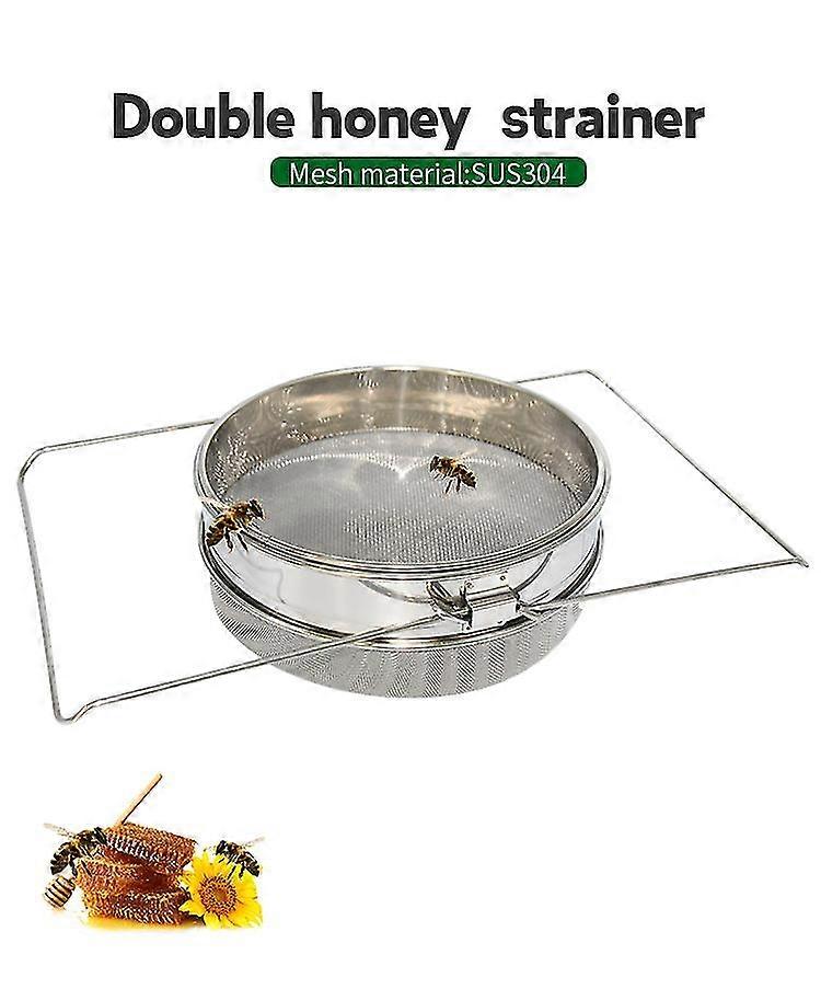 Stainless Steel Double Layer Honey Sieve Filtration Bee Honey Filter Strainer Machine Tool Extractor Beekeeping Tools