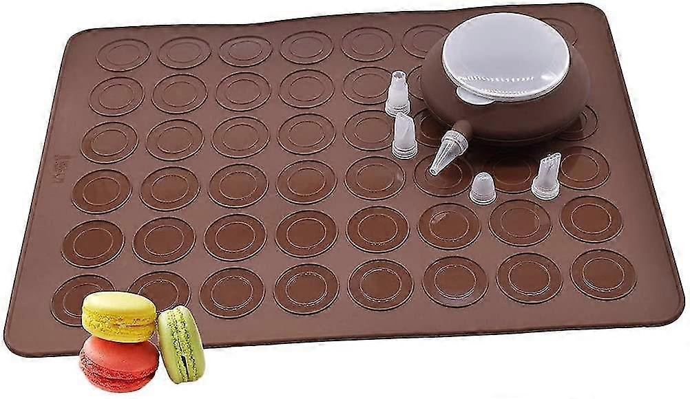 Set For Macaron, Contains Up To & 48 Macaroons, Silicone Oven Mat (brown)