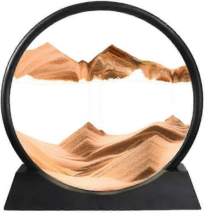 Moving Sand Art Picture-3d Deep Sea Sandscape In Motion Display Round Glass Flowing Sand Framewith Display Flowing Sand Frame For Relaxing Desktop Hom