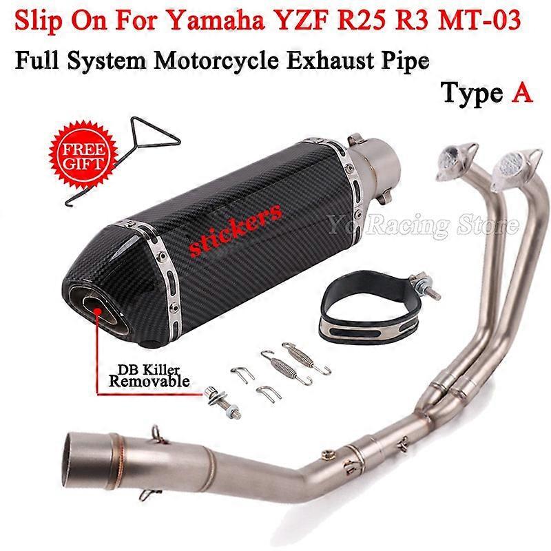 Slip On For Yamaha YZF R25 R3 MT-03 Motorcycle Full Exhaust System Escape Modify Front Mid Link Pipe DB Killer Moto Muffler 51mm