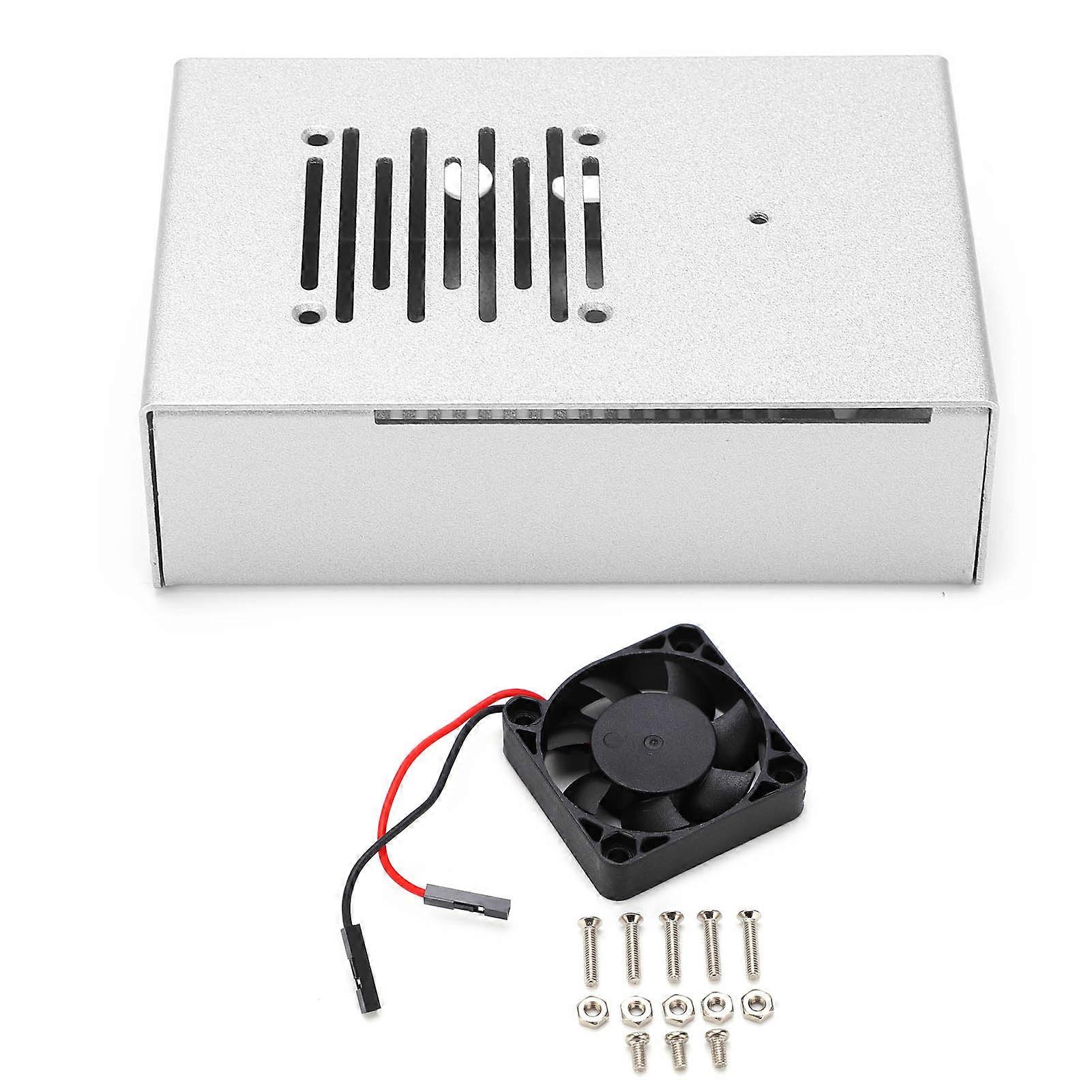 Aluminum Alloy Case Shell Cooling Fan Heat Dissipation Fan for Raspberry Pi 4B Silver