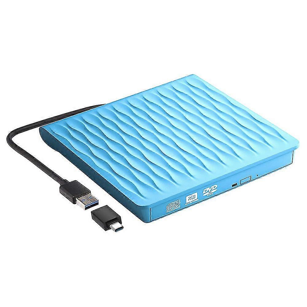 External DVD Drive for Laptop,USB 3.0/ Type C Portable DVD-RW/CD-RW Player,Reader Writer Optical Drive CD Burner(Blue)