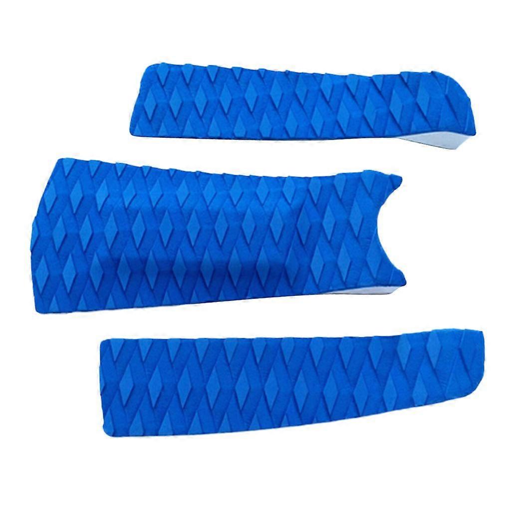 3 Pieces Premium EVA Diamond Patterned Traction Pad Surfboard Tail Pad Blue