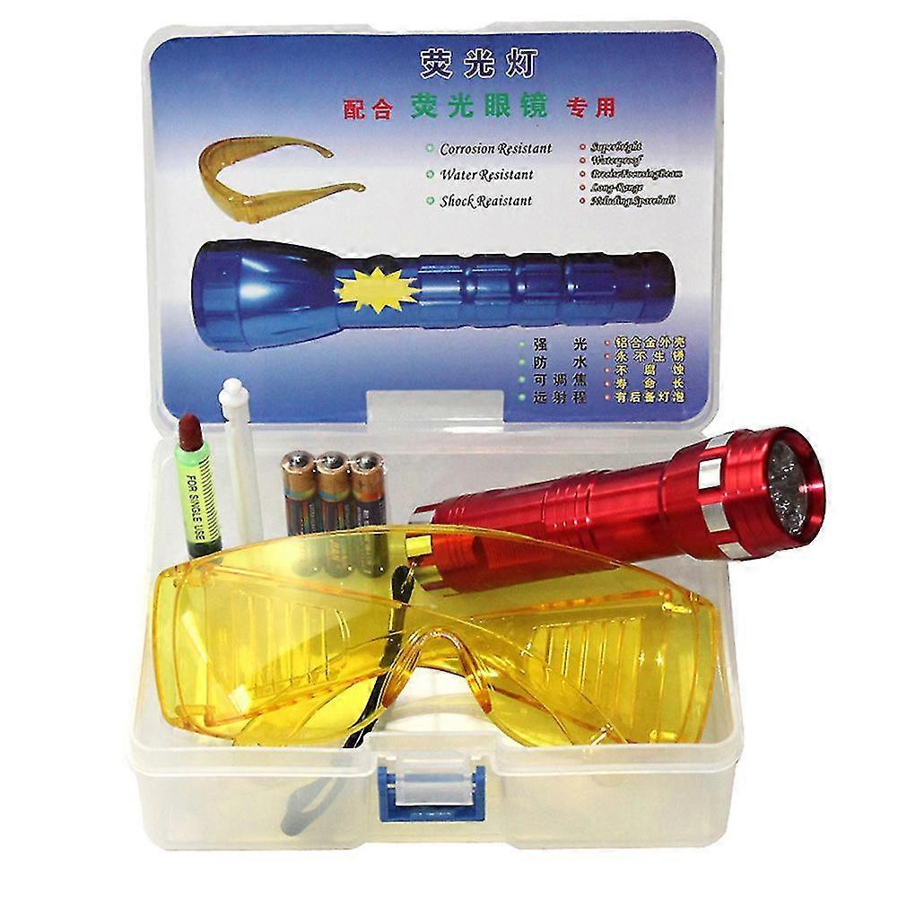 1 Set Car Leak Detector Air Conditioning A / C System Leak Test Kit Led Flashlight