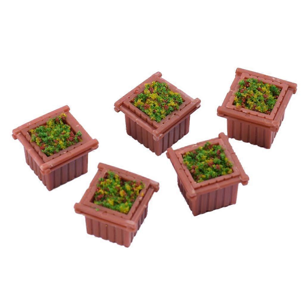 5 Pieces Creative Square Flower Beds Model Plants Miniature Landscape
