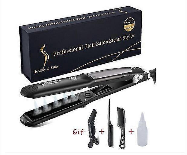 Piastra professionale per capelli a vapore 2 in 1 Ceramic Vapor Hair Iron Salon Raddrizzamento Strumento di styling arricciatura